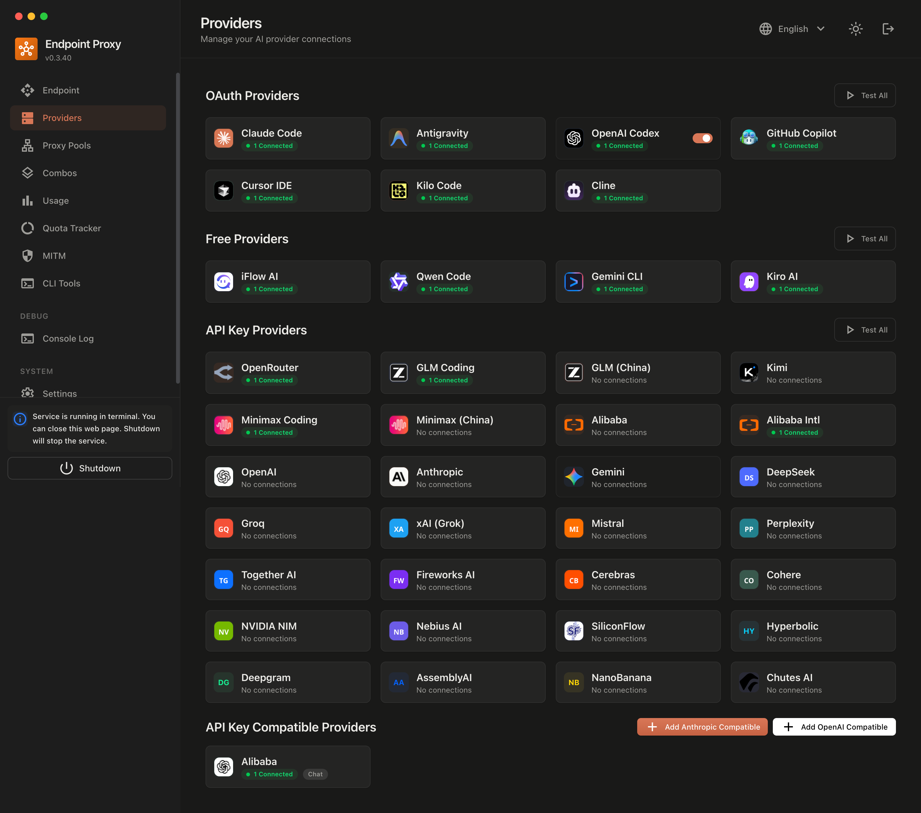 แดชบอร์ด 9Router