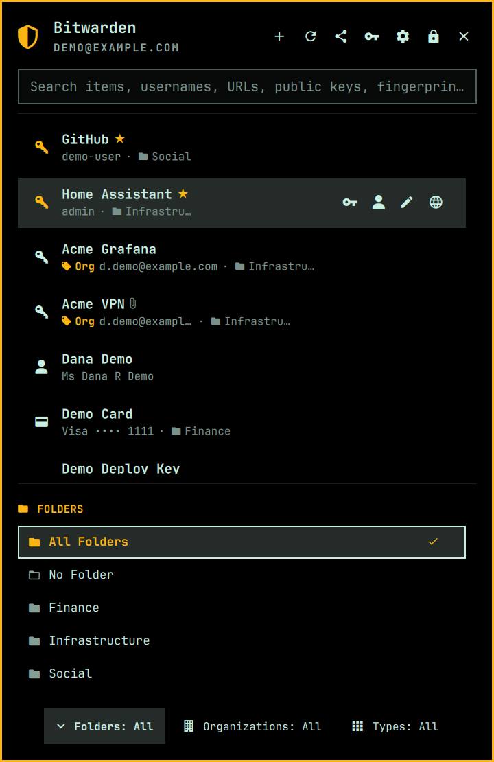 Folder filter drawer