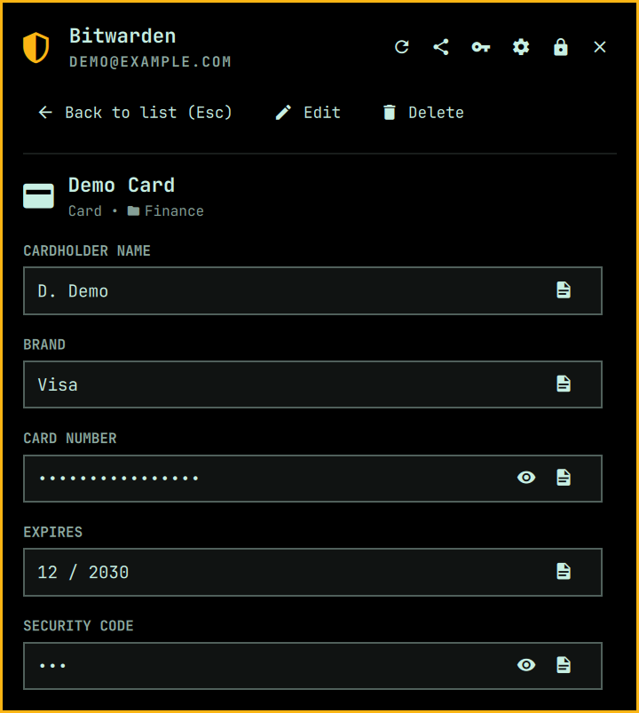 Card detail